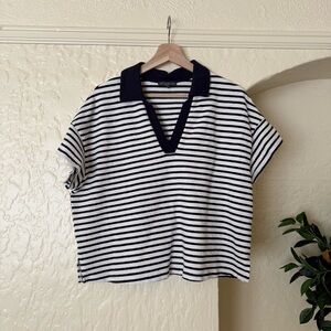 Adrianna Papell Striped V-Neck Knit Top